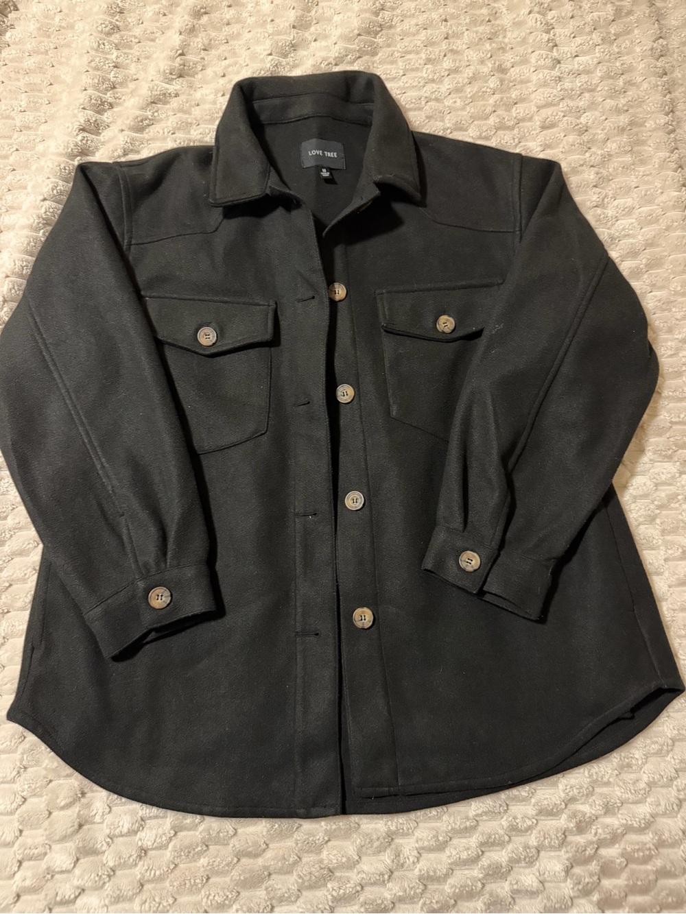 Love Tree Black Utility Button-Front Shacket